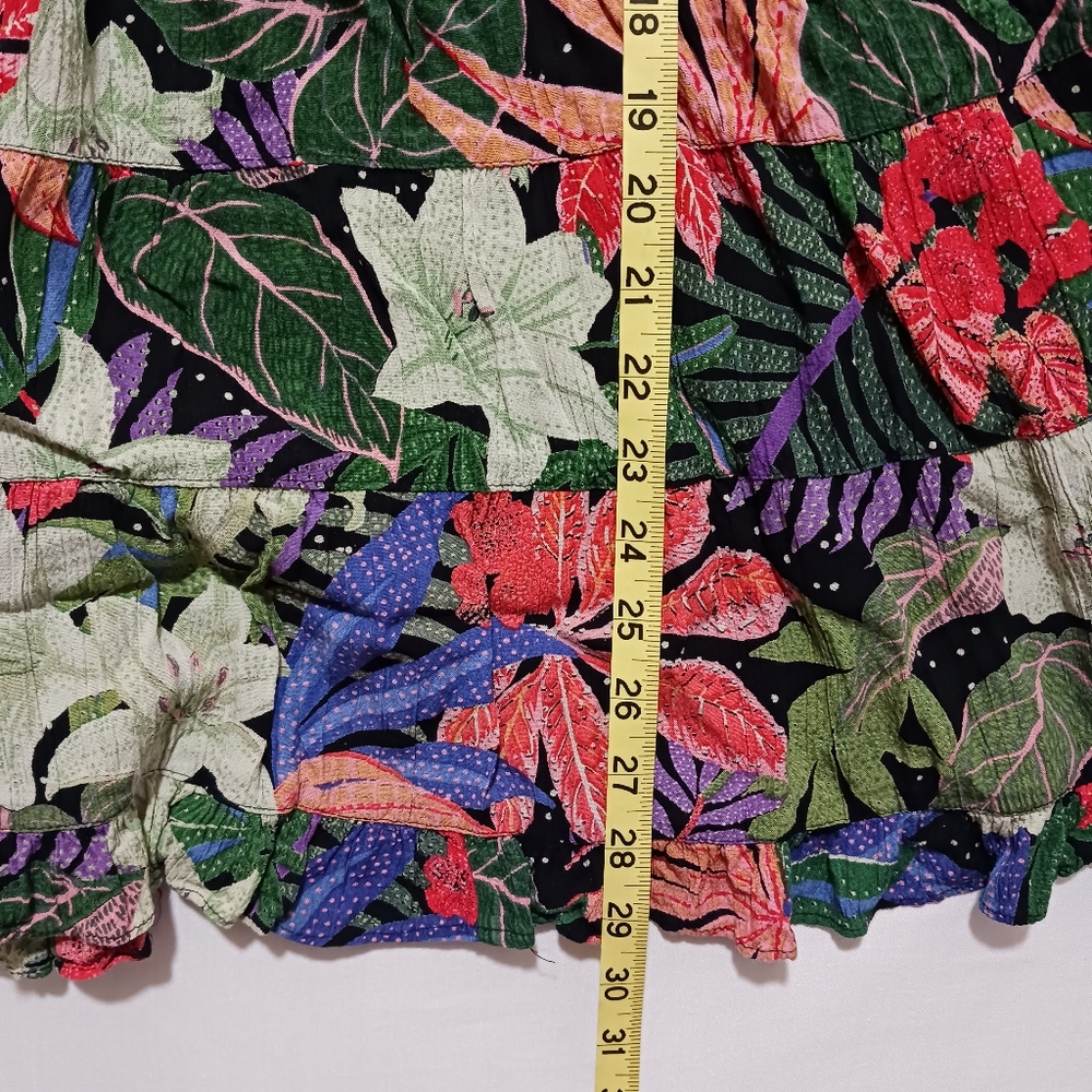 Angie Boho Multi Color Floral Print Tiered Ruffle Top Size L - Picture 7 of 8